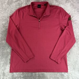 Dunning Golf Quarter Zip Men L Red Performance 1/4 Zip Pullover Stretch EUC